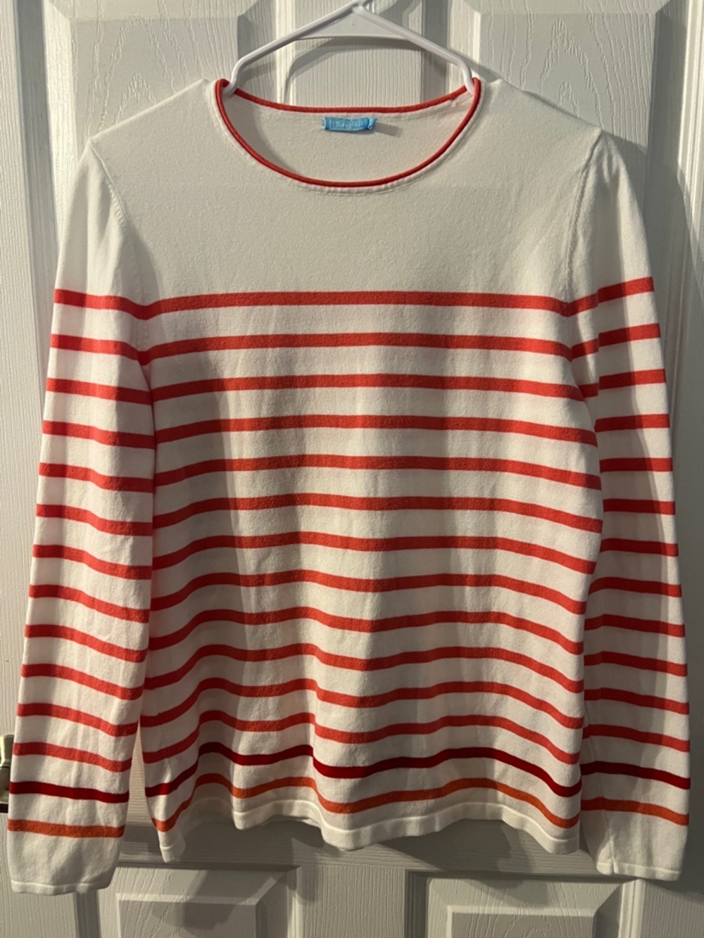 J. McLaughlin White Sweater with Red Trim